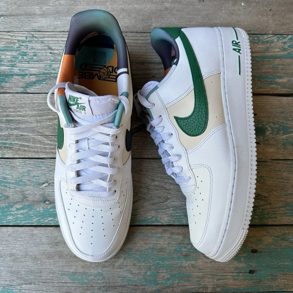 Nike Air Force 1 '07 LV8 EMB Athletic Shoes White Men's 12 Malachite DM0109-100